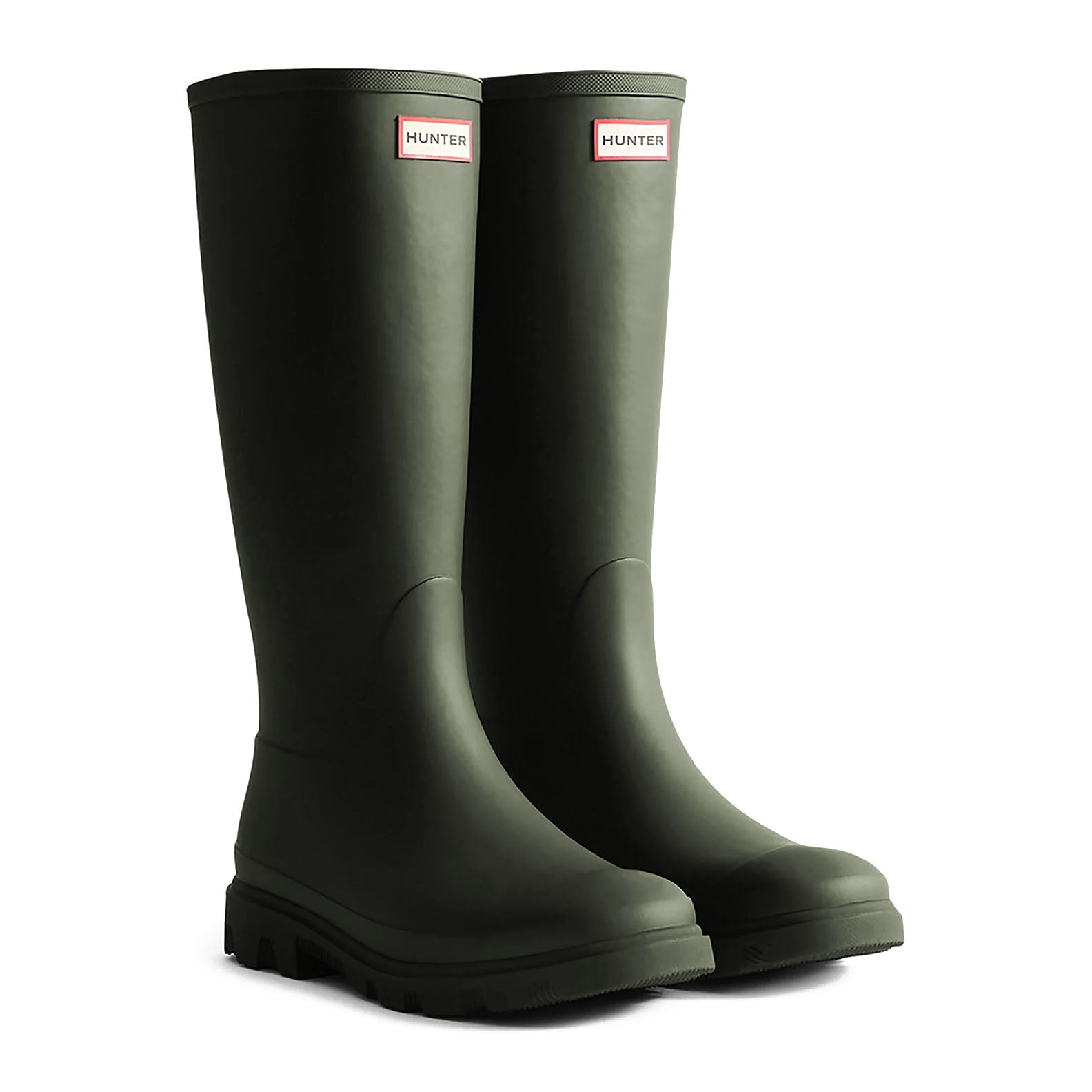 Pair of green Hunter Unisex Downpour Insulated boots perfect for rainy days