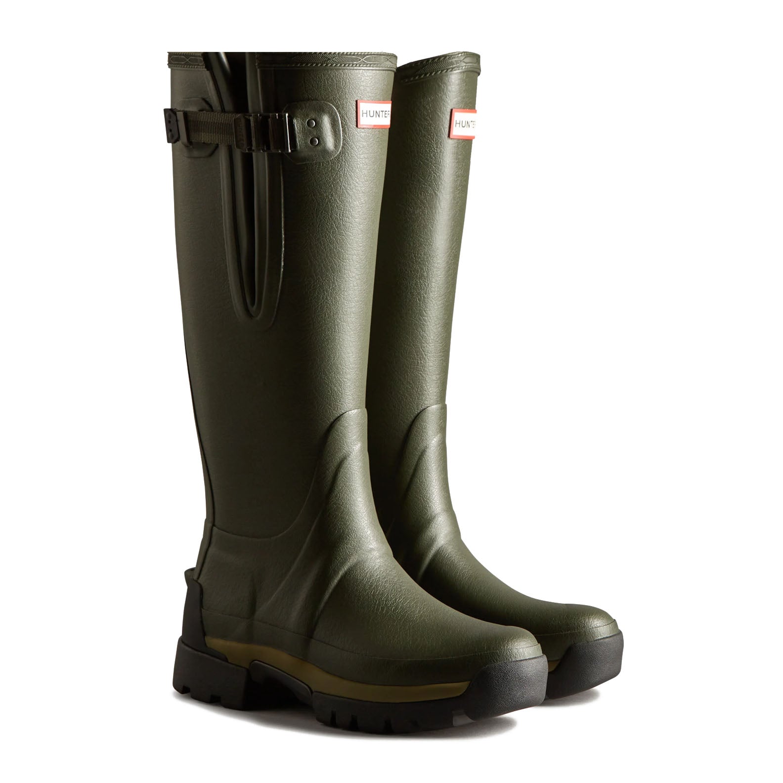 Olive green Hunter Women’s Balmoral Tall Neoprene Wellington Boots for country clothing or hunting