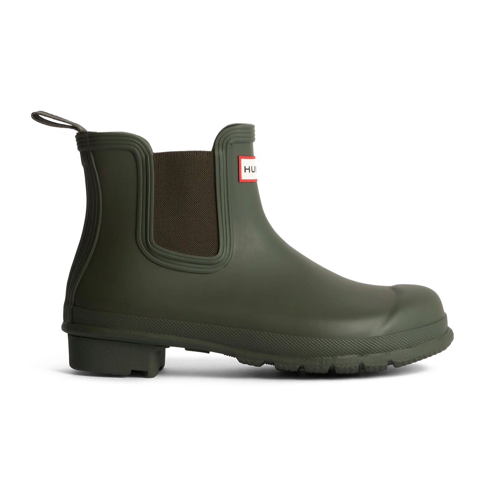 Olive green Hunter Womens Original Chelsea Boot, perfect for stylish rainy days