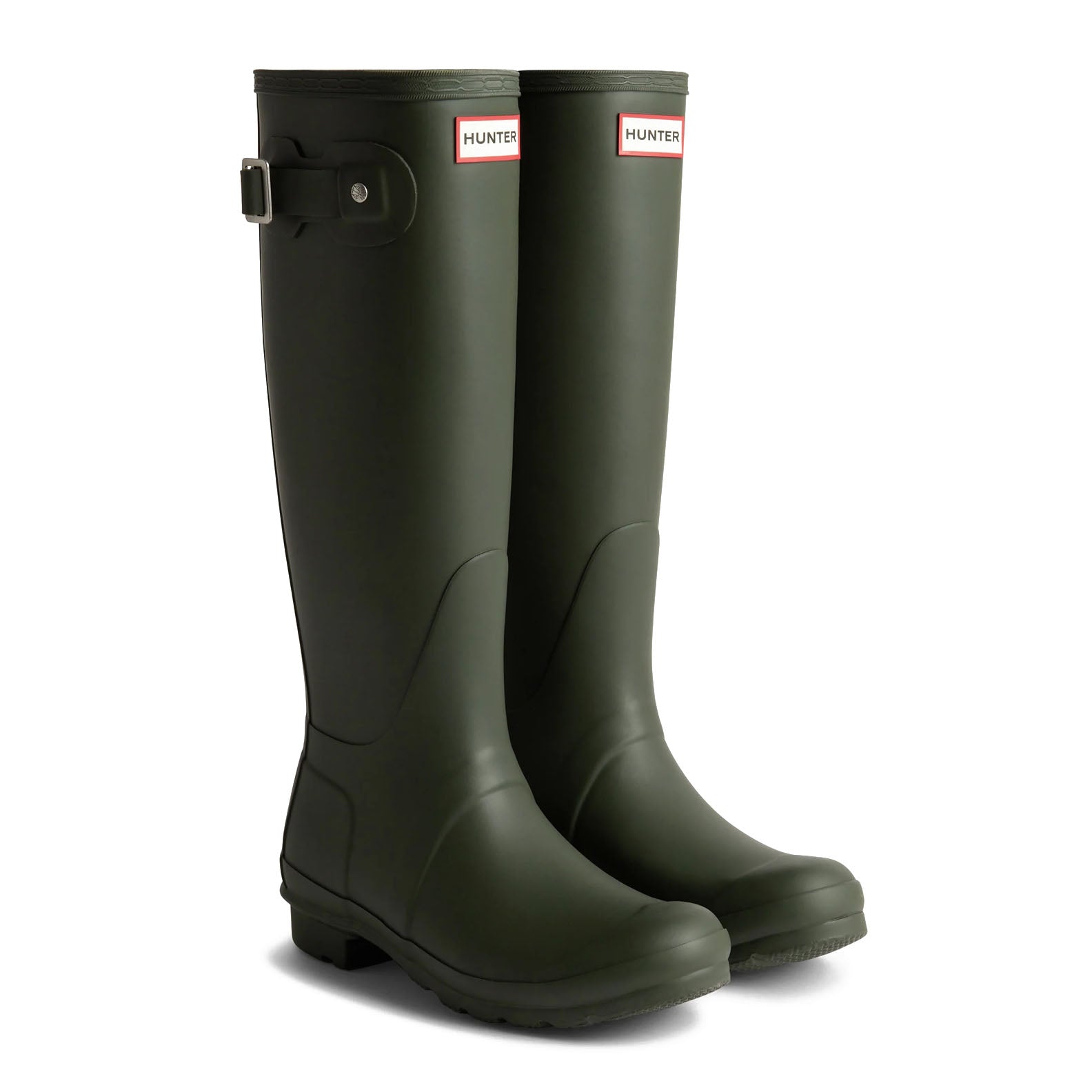 Pair of green Hunter Womens Original Tall Boots perfect for rainy days and outdoor fun