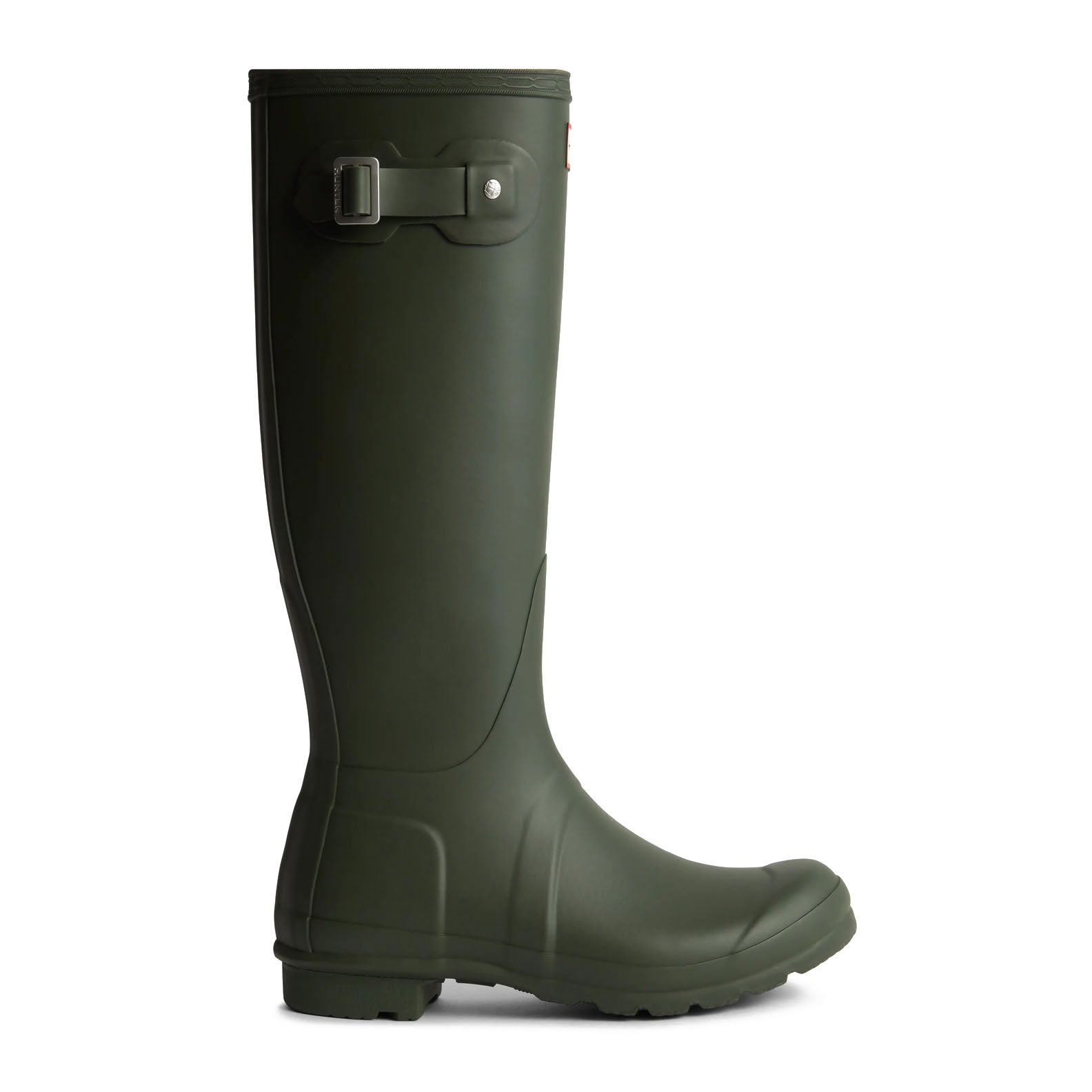 Green rubber rain boot from Hunter Womens Original Tall Boot line for stylish wet weather