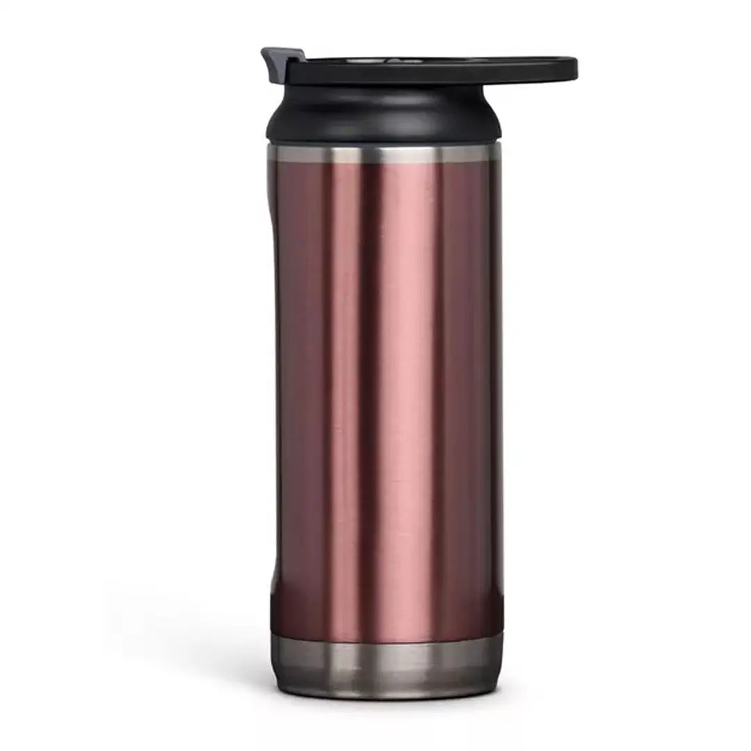 Rose gold metallic stainless steel tumbler with black lid, Igloo Tumbler 16oz