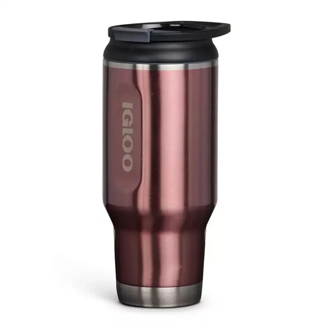 Rose gold metallic Igloo Tumbler 32oz with a sleek black lid. Perfect for on-the-go!