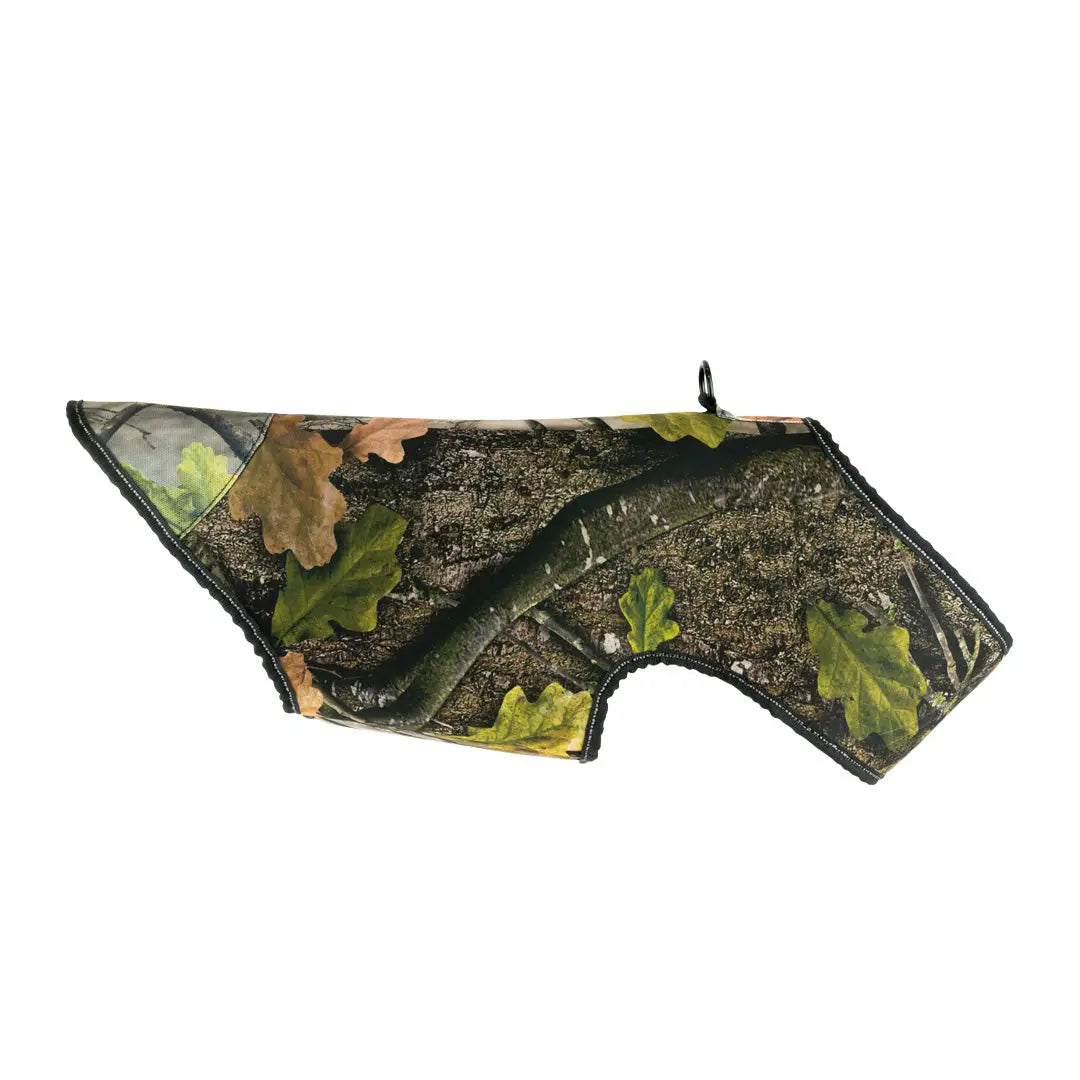 Camouflage dog vest with leaf and tree bark pattern, Jack Pyke 5mm neoprene design