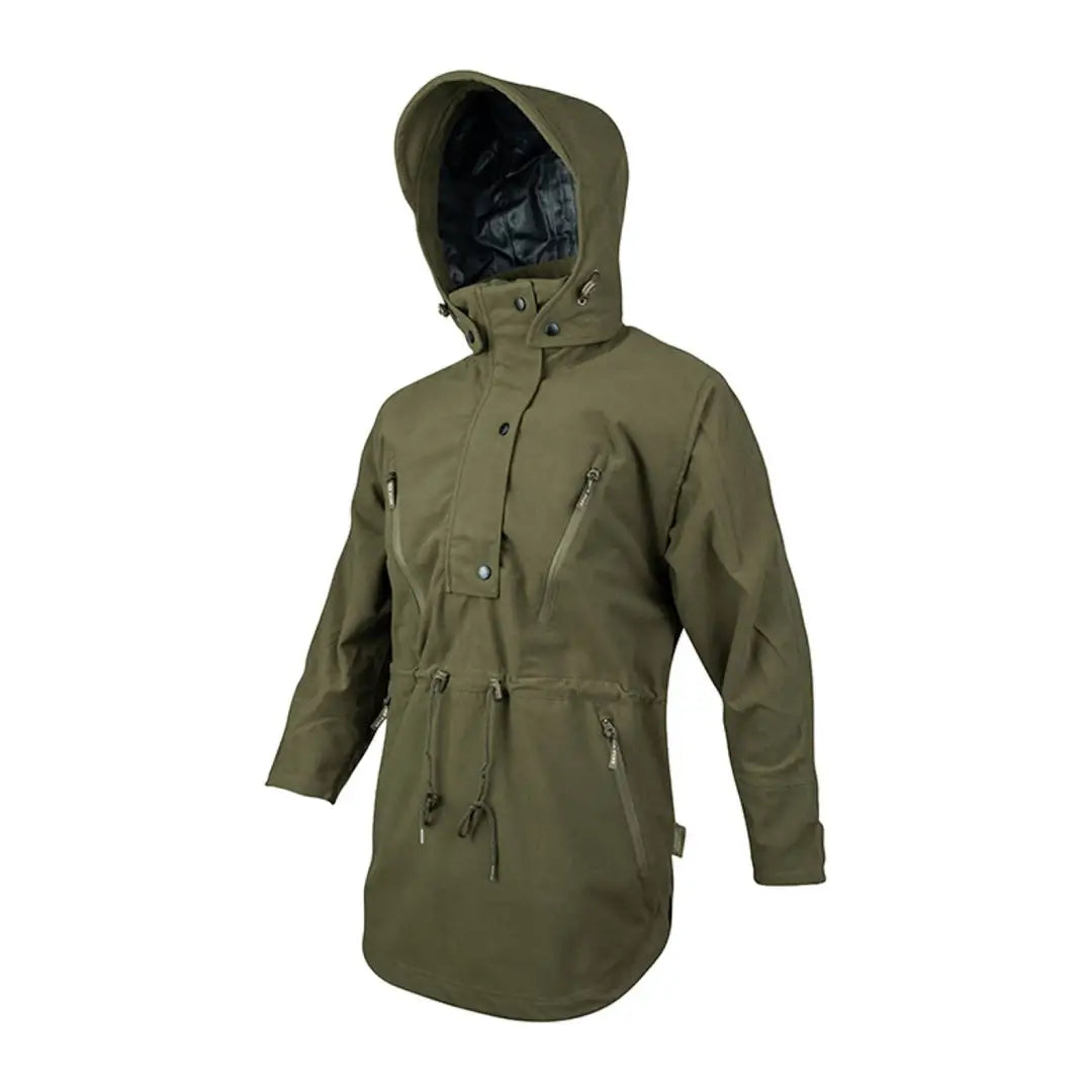 Olive green Jack Pyke Argyll Smock jacket with pockets and zippers for outdoor style