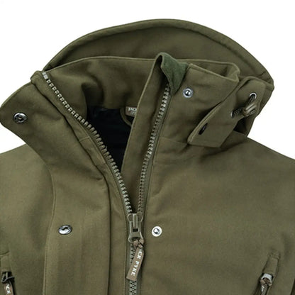 Olive green Jack Pyke Argyll Smock with high collar and multiple zippers