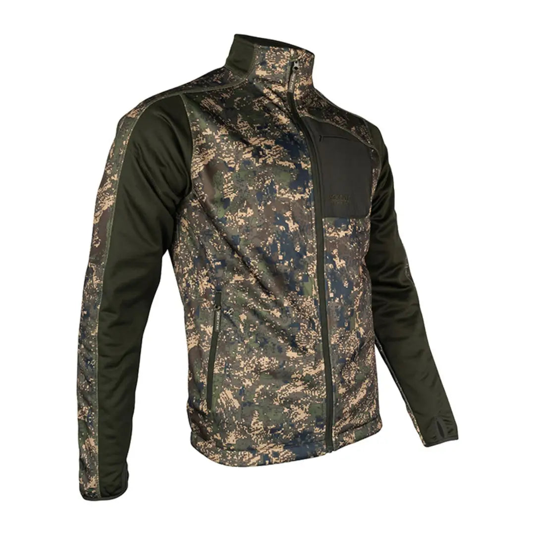 Camouflage Jack Pyke Ashcombe Technical Fleece Jacket with high collar and zippered front