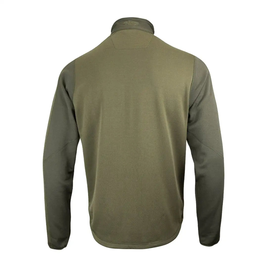 Back view of Olive Green Jack Pyke Ashcombe Technical Fleece Jacket with high collar