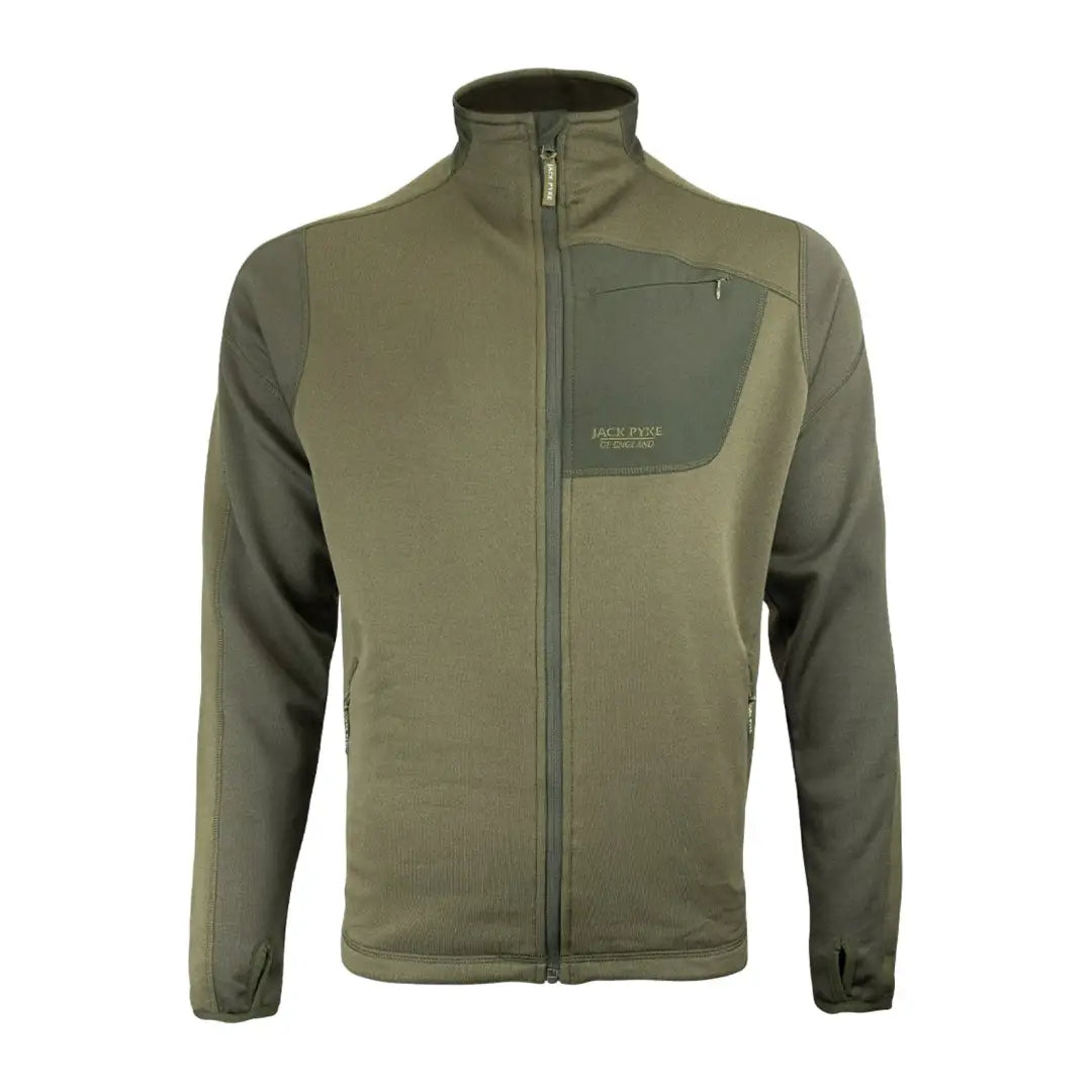 Olive green Jack Pyke Ashcombe Technical Fleece Jacket with chest pocket view