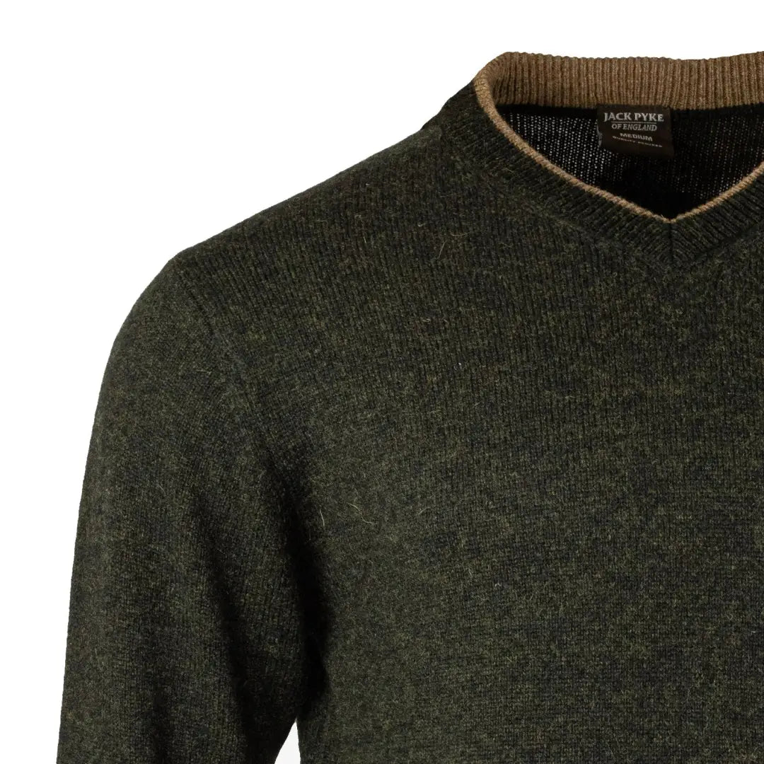 Dark green v-neck sweater with trim from Jack Pyke Ashcombe Jumper collection