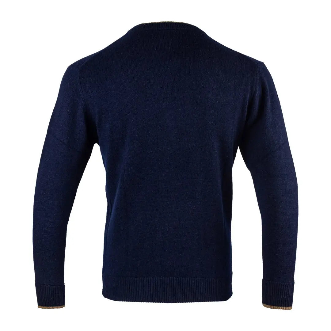 Navy blue long-sleeved Jack Pyke Ashcombe V-Neck Jumper with ribbed details