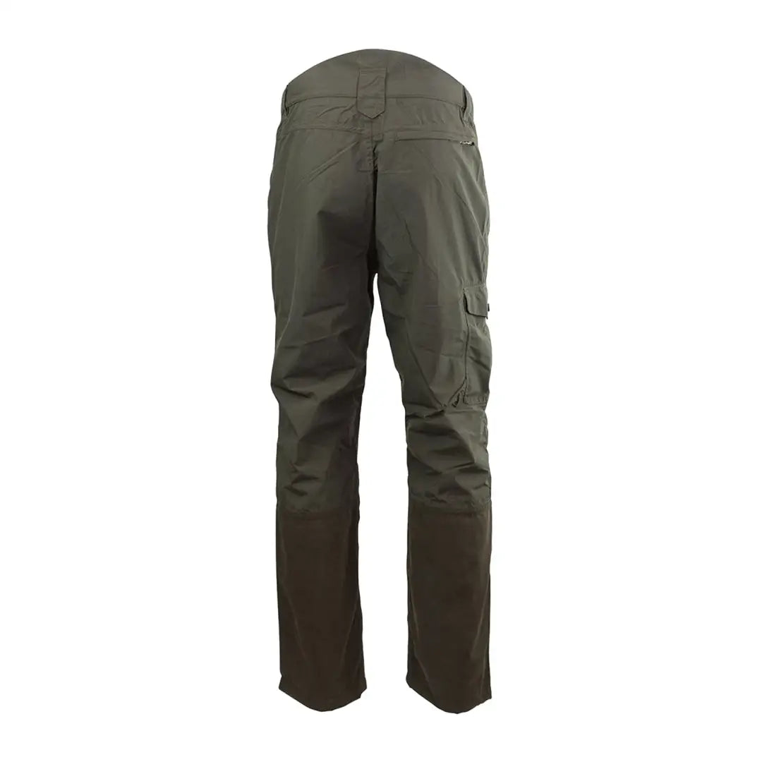 Olive green Jack Pyke Ashcombe Waterproof Trousers with multiple pockets for practicality