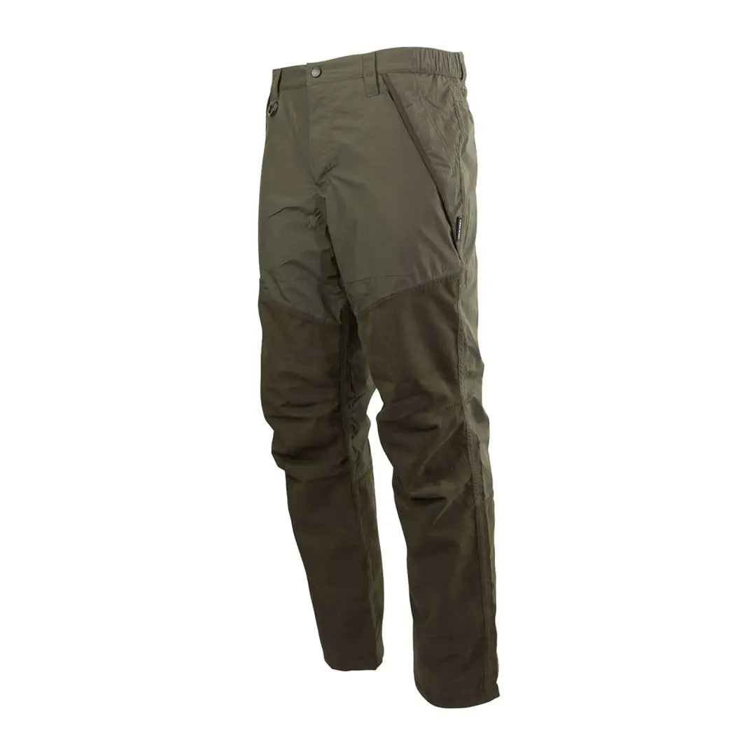 Olive green Jack Pyke Ashcombe Waterproof Trousers with reinforced knees for tough outdoor wear