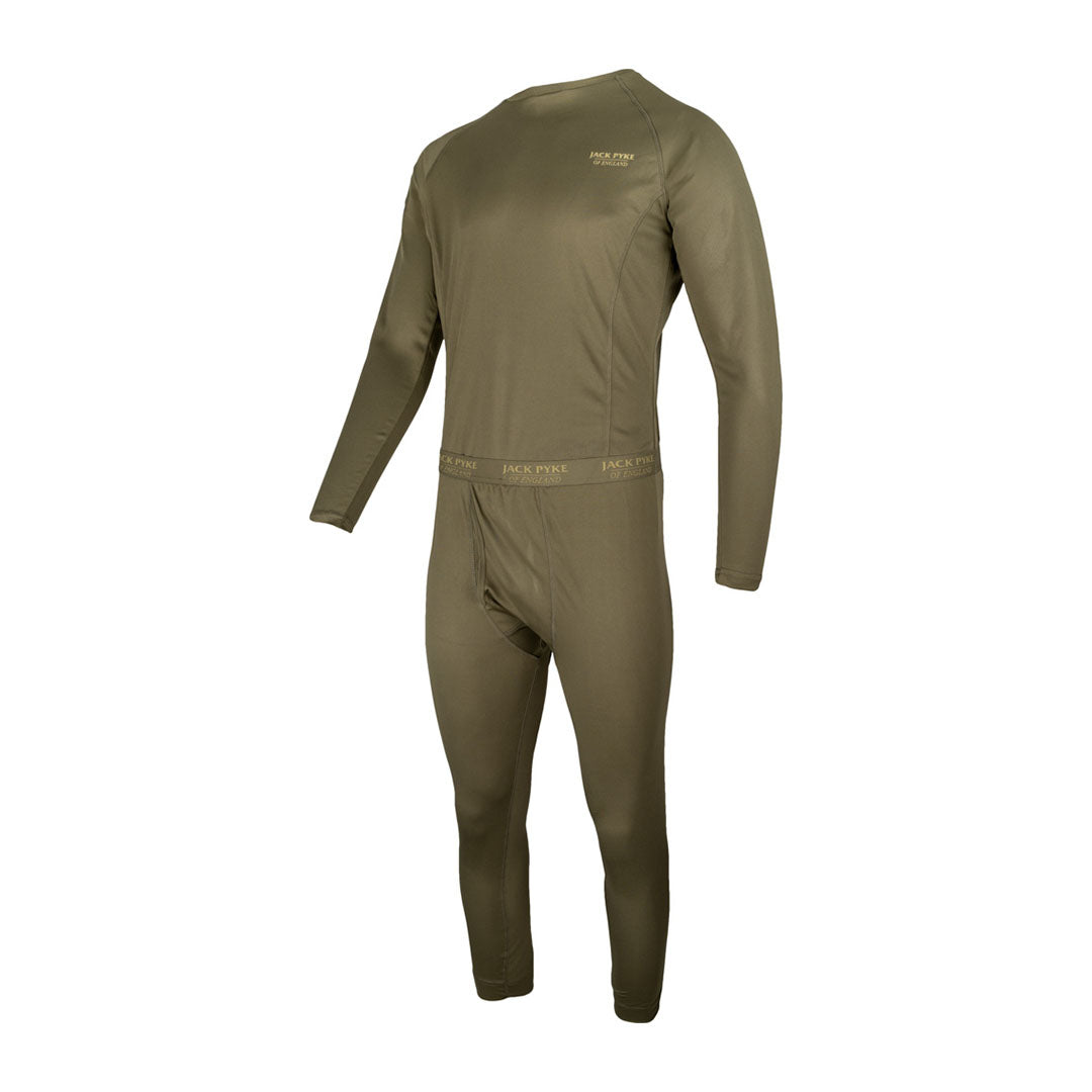 Olive green thermal onesie from Jack Pyke, perfect for country clothing and hunting