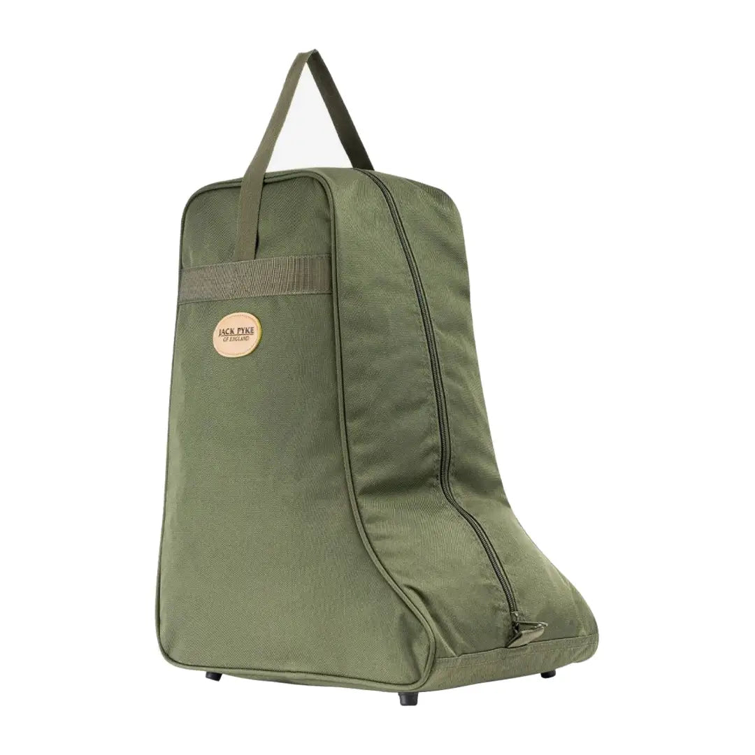 Olive green Jack Pyke Boot Bag with handle and zipper for easy carrying