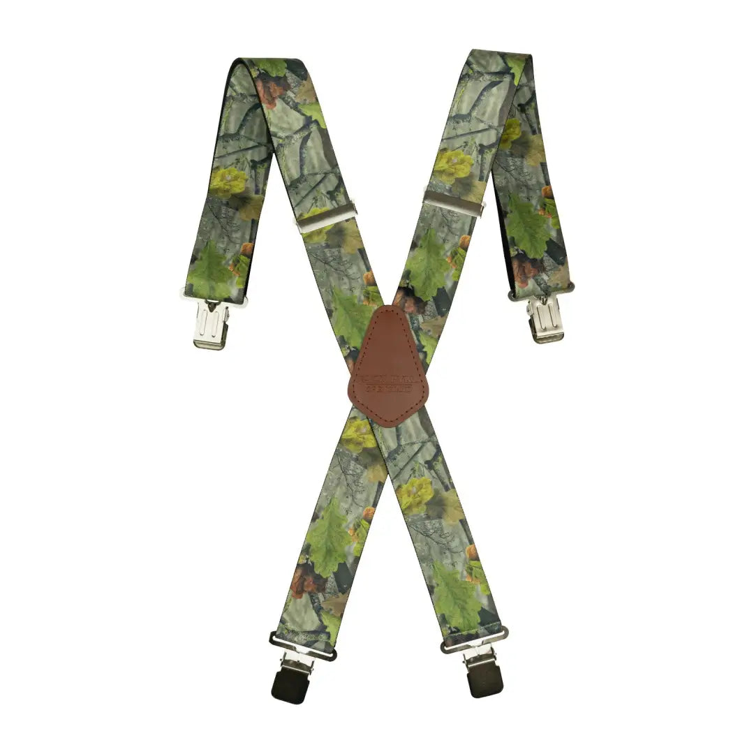 Camouflage suspenders with a leather patch from Jack Pyke Braces for a stylish look