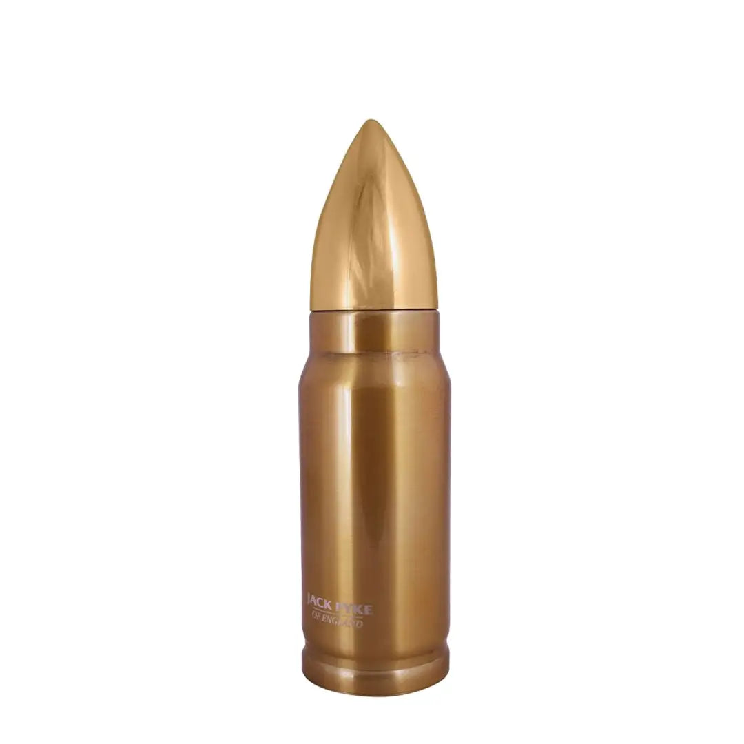 Gold bullet-shaped thermos from Jack Pyke, perfect for keeping drinks hot or cold