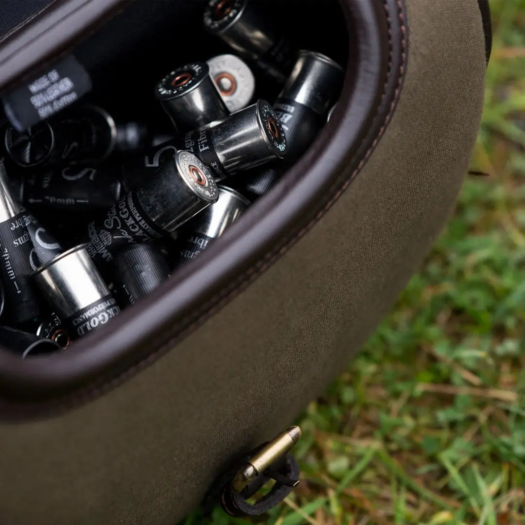 Helmet packed with CO2 cartridges for the Jack Pyke Canvas Cartridge Bag