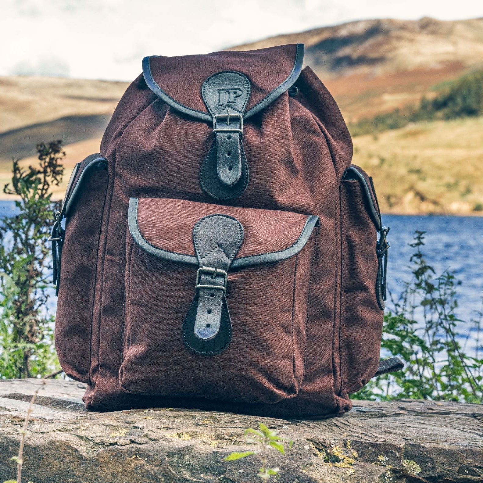 Brown Jack Pyke Canvas Day Pack featuring stylish leather accents for everyday adventures