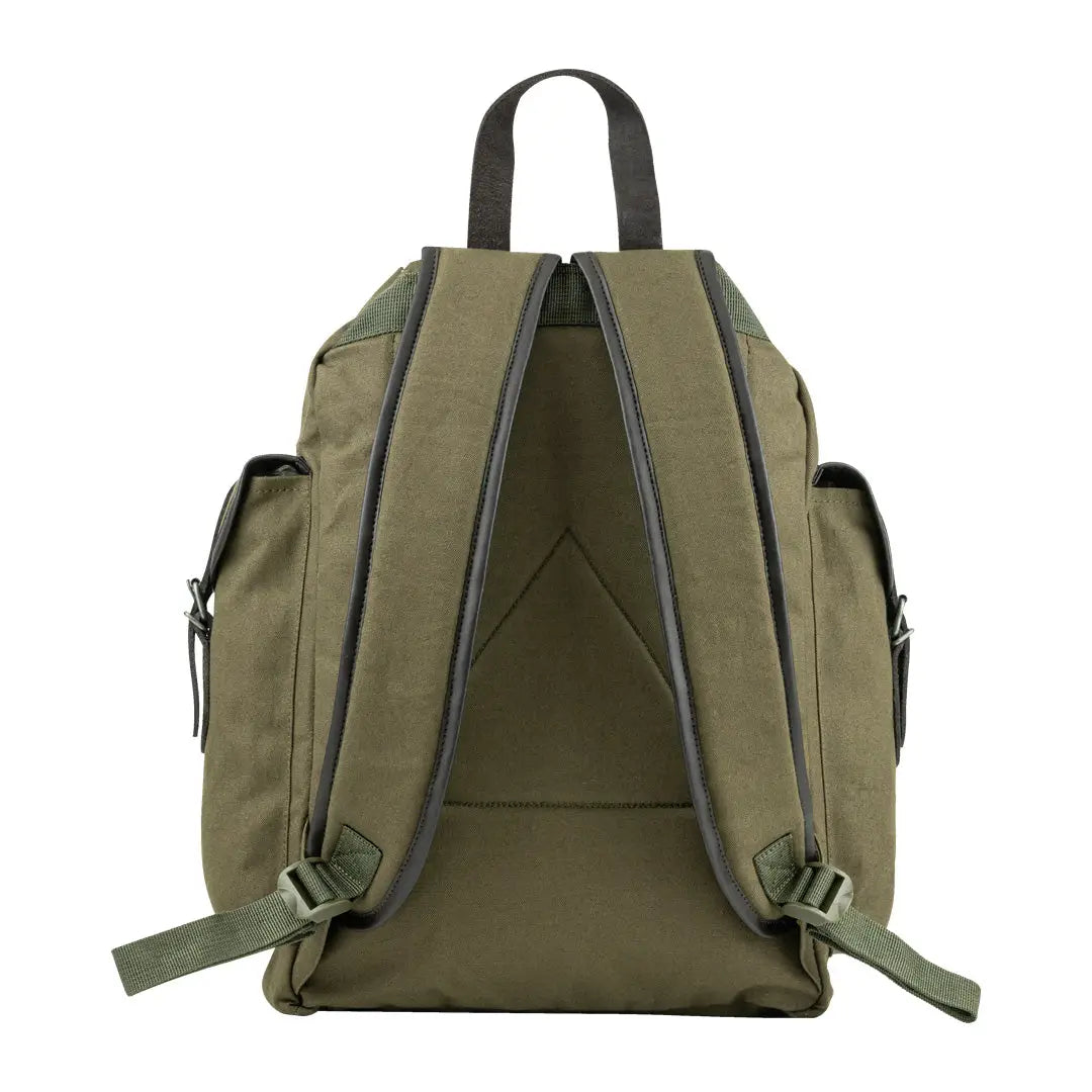 Olive green Jack Pyke Canvas Day Pack with pockets and black straps for adventures