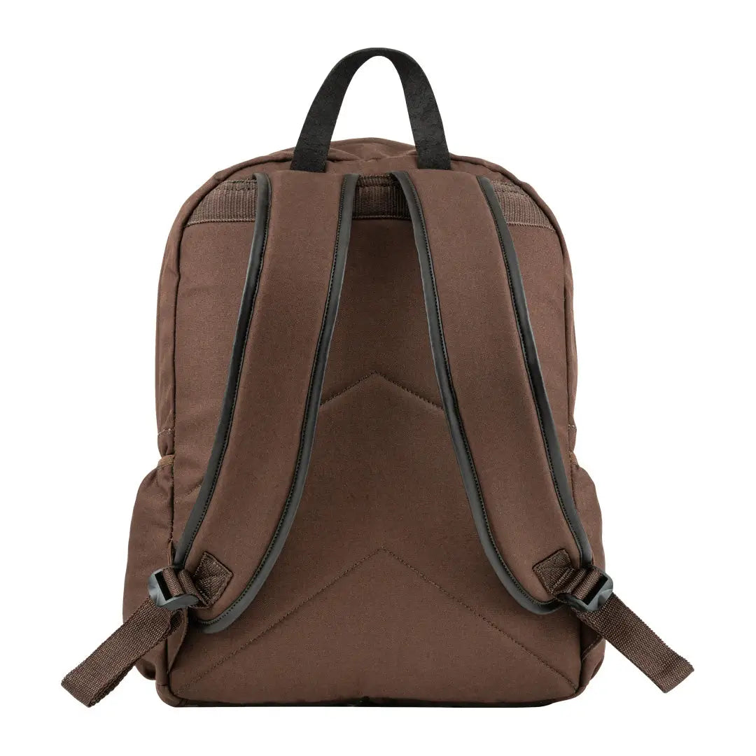 Brown Jack Pyke Canvas Field Pack backpack with black straps and trim, perfect for outdoor adventures