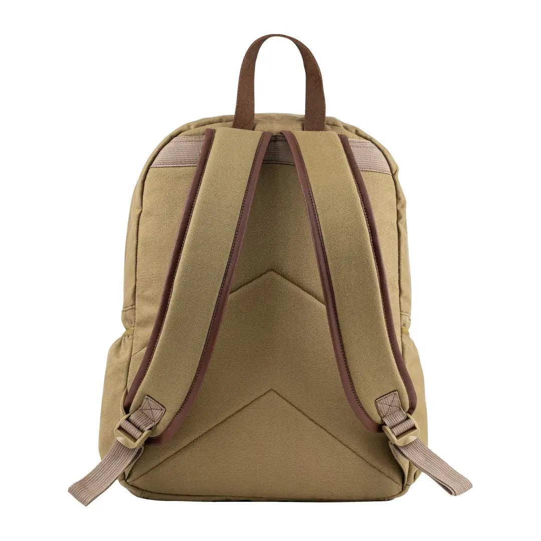 Tan Canvas Backpack with Brown Leather Straps from Jack Pyke Canvas Field Pack