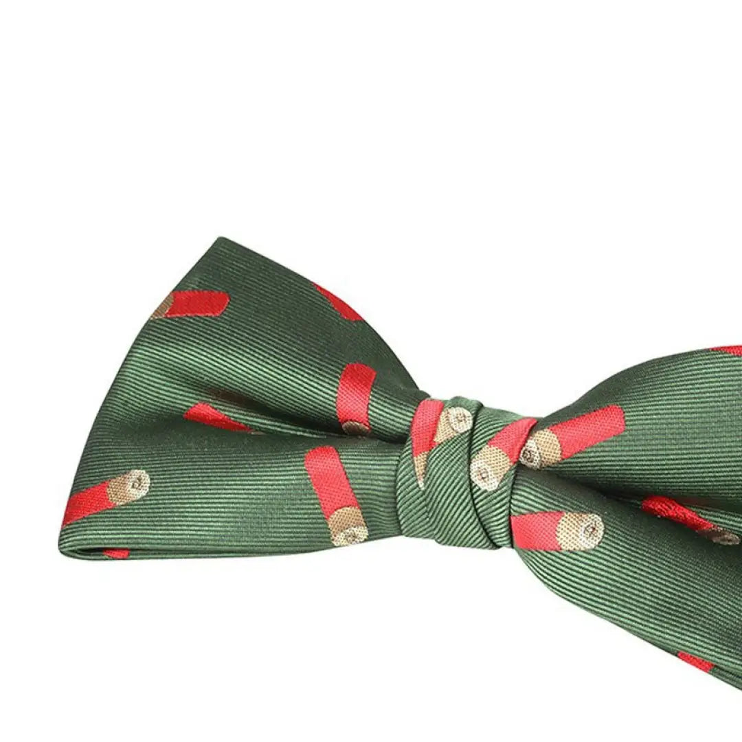 Green Jack Pyke ready tied bow tie featuring red shotgun shell pattern