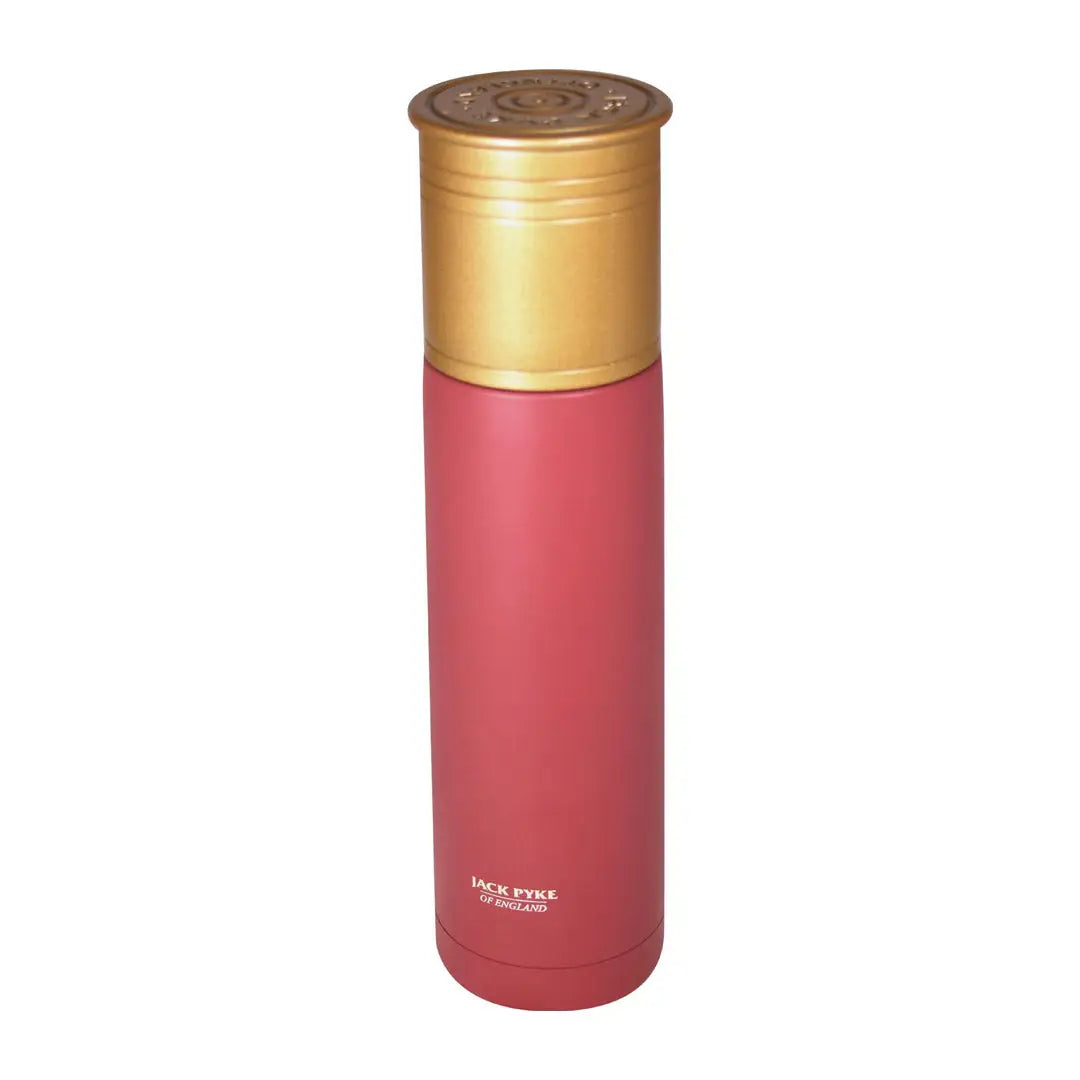 Jack Pyke Cartridge Flask, a cool shotgun shell thermos in red and gold for drinks