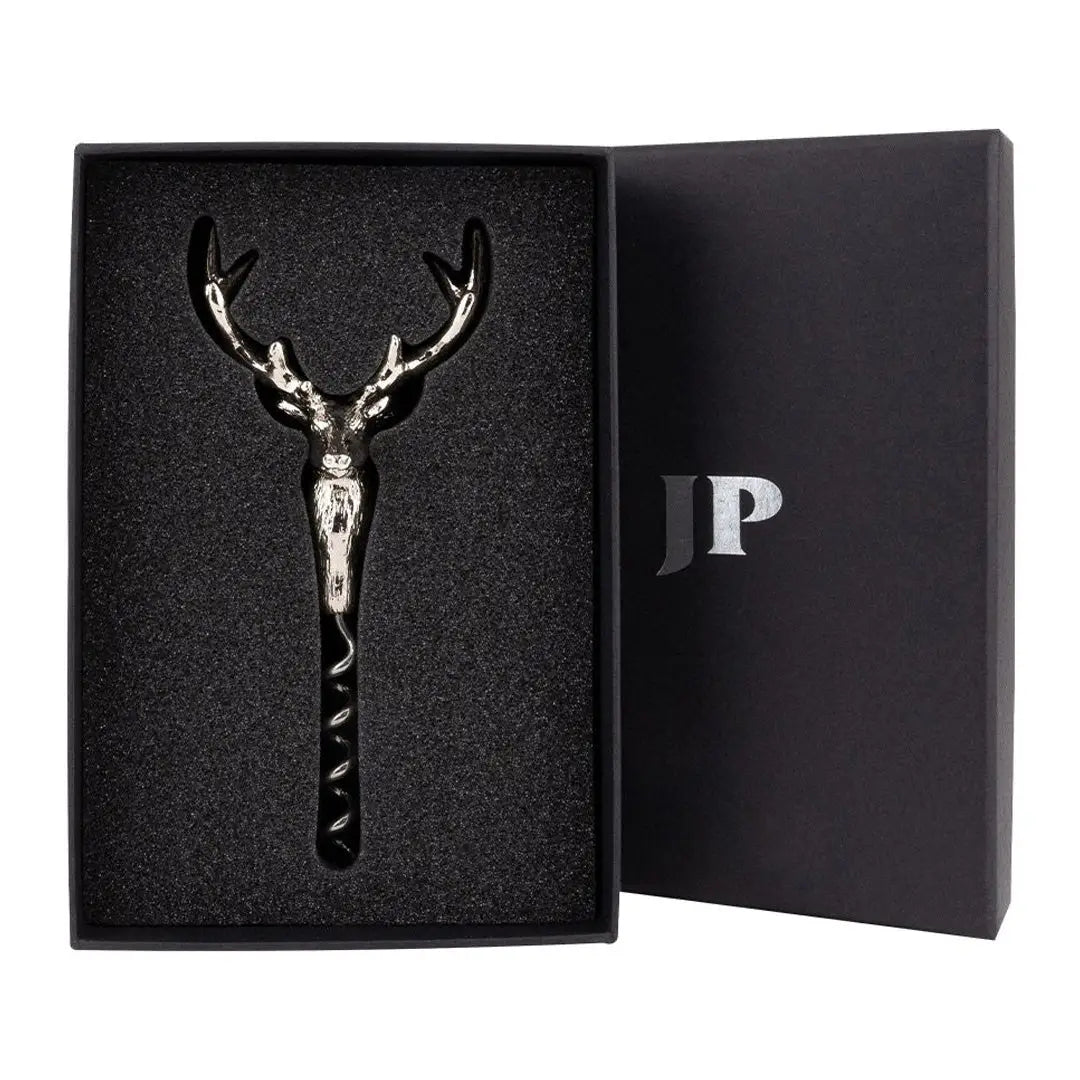 Silver deer-shaped corkscrew in a box, perfect for Jack Pyke fans and wine lovers