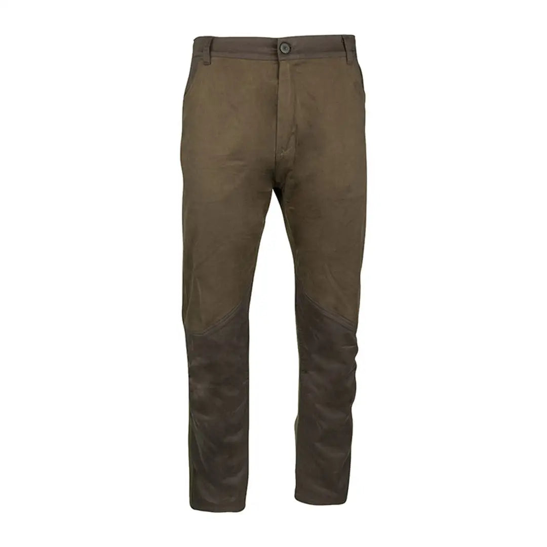 Olive green Jack Pyke Cotton Stretch Trousers with a button closure for casual style