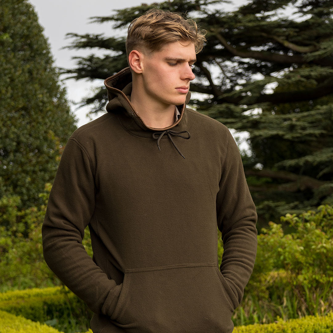 Olive green Jack Pyke Country fleece hoodie perfect for outdoor adventures