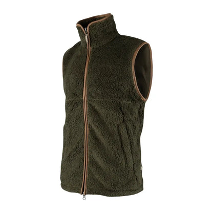 Dark green Jack Pyke Countryman chunky fleece vest with zipper and high collar