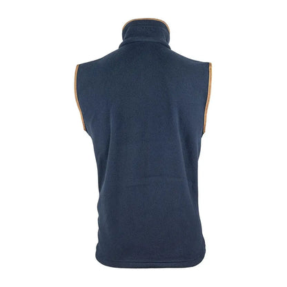 Navy blue sleeveless fleece gilet with tan trim from Jack Pyke Countryman collection