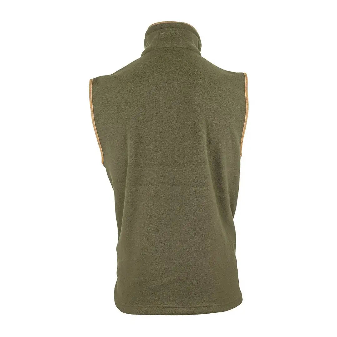 Olive green sleeveless fleece gilet from Jack Pyke Countryman for outdoor adventures