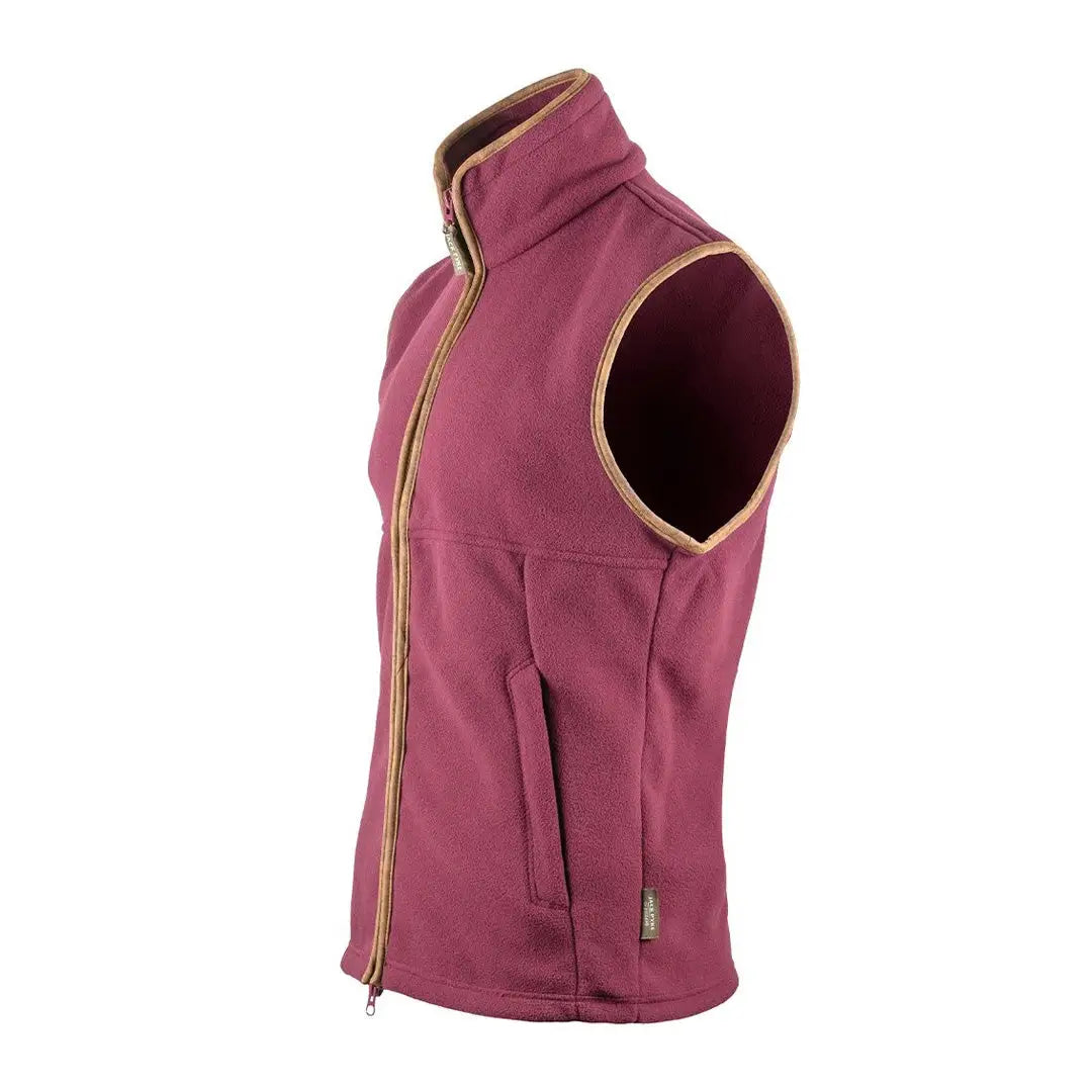 Maroon Jack Pyke Countryman fleece gilet with stylish gold zipper trim