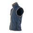 Navy blue sleeveless fleece gilet from Jack Pyke with tan trim and zippered pockets