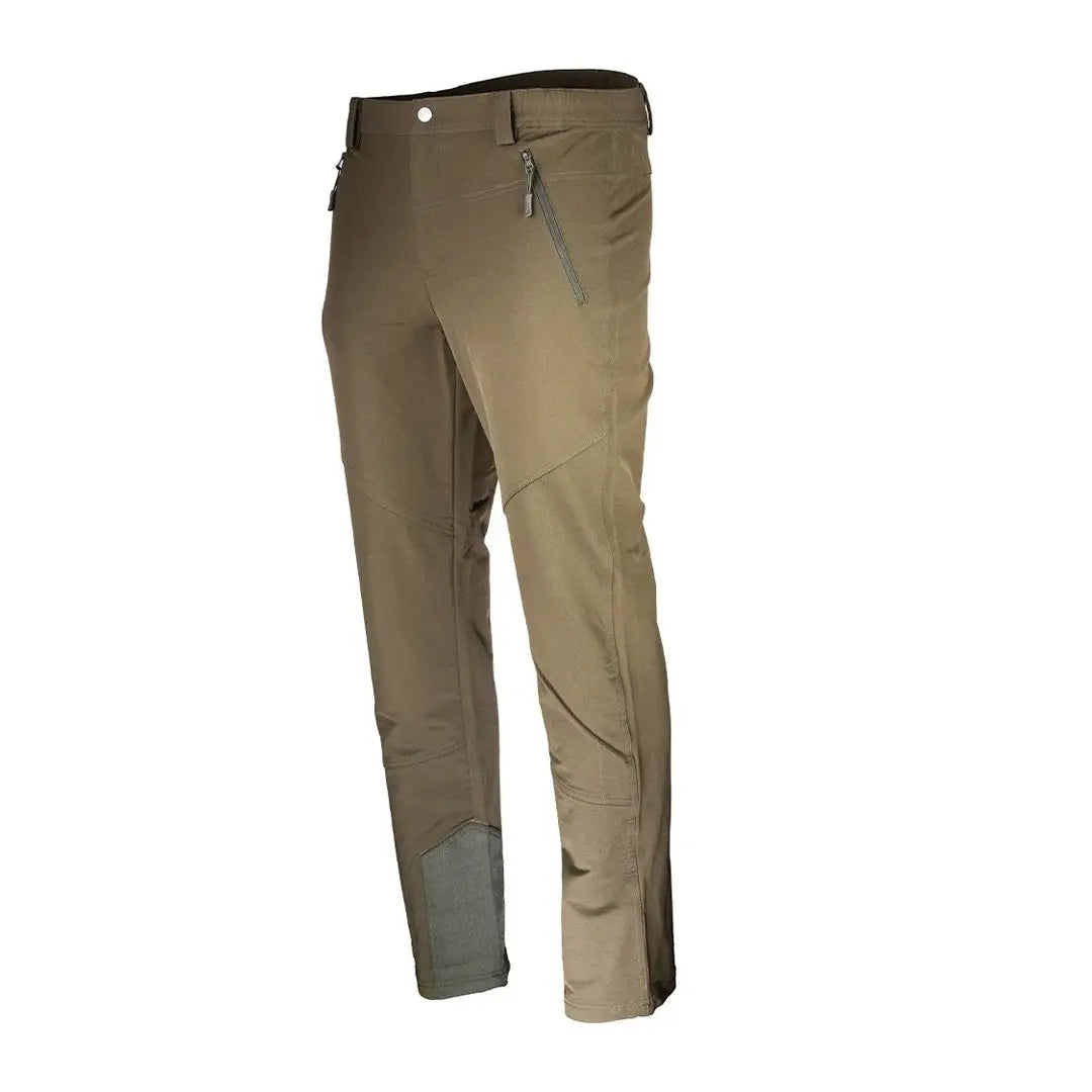 Khaki Jack Pyke Dalesman Stretch Trousers with zippered pockets for outdoor adventures