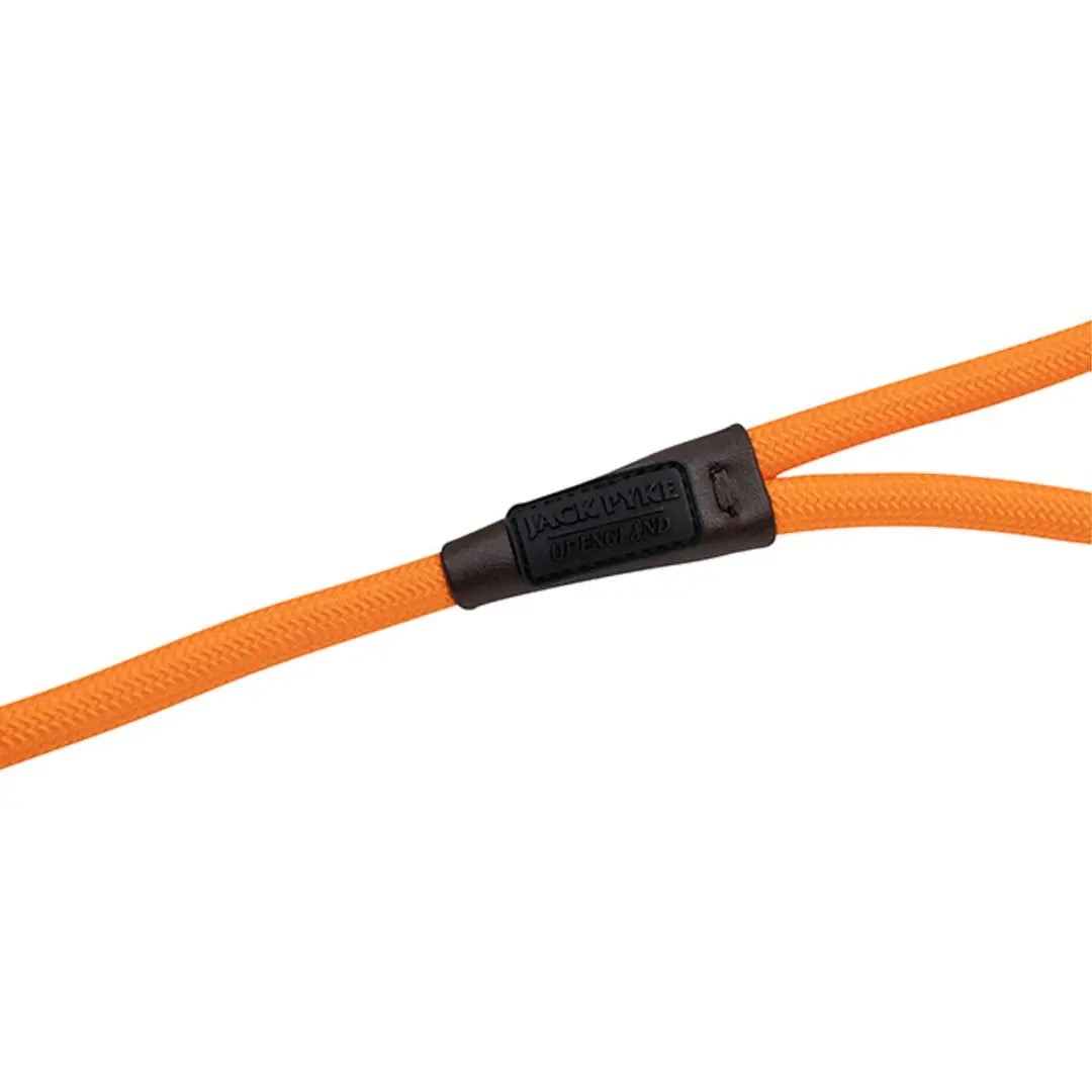 Bright orange fabric-covered cord with black connector for Jack Pyke slip lead