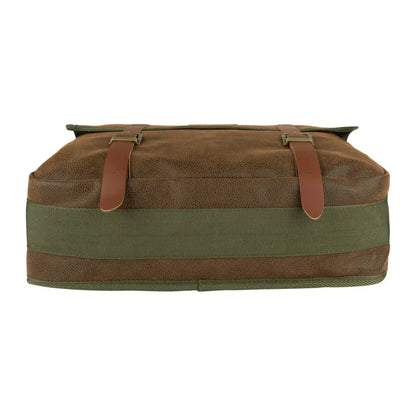 Canvas and leather Jack Pyke Duotex dog bag with green trim and brown straps