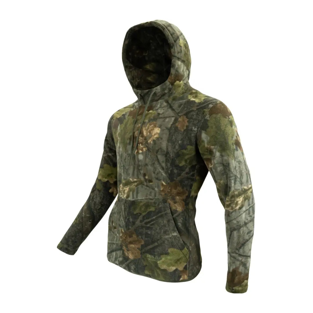 Camouflage Jack Pyke Fieldman Fleece Hoodie with a hood, perfect for hunting adventures