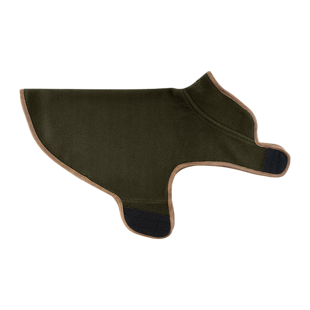 Olive green Jack Pyke fleece dog coat, perfect for keeping your pup warm and stylish