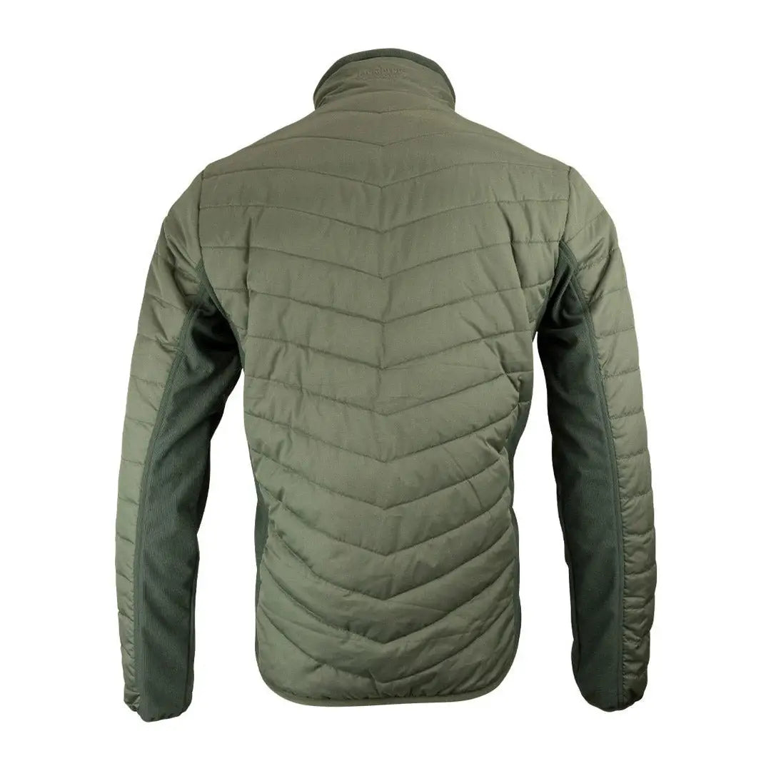 Olive green Jack Pyke Hybrid Quilted Jacket with high collar and chevron stitching