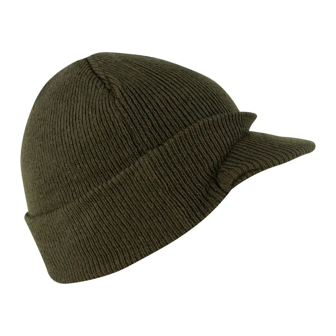 Olive green knitted Jack Pyke Jeep hat with a stylish short brim for outdoor adventures