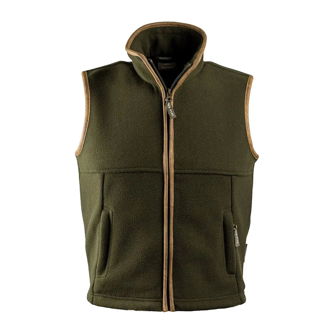 Olive green Jack Pyke Junior Countryman fleece gilet with zipper and side pockets