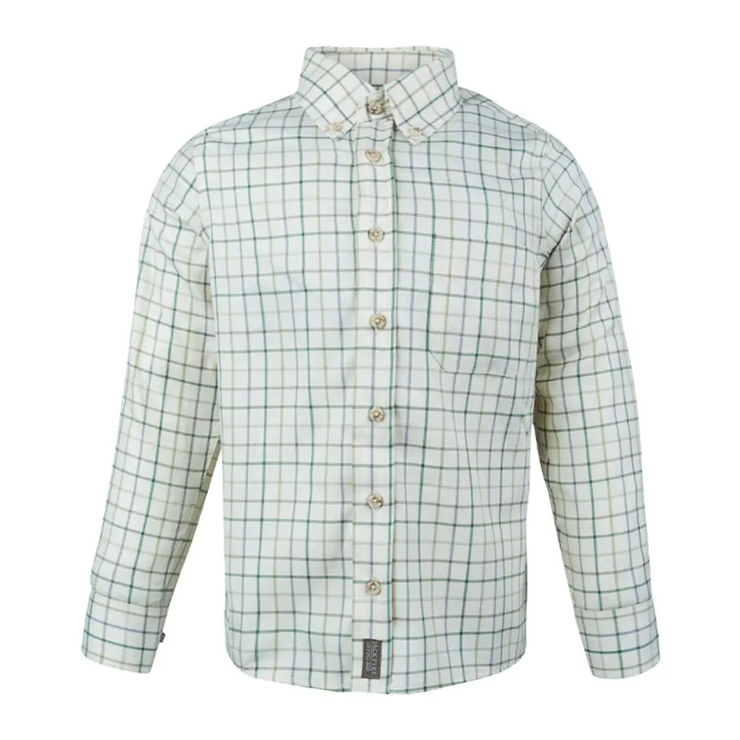 White button-up Jack Pyke Junior Countryman Shirt with black grid pattern