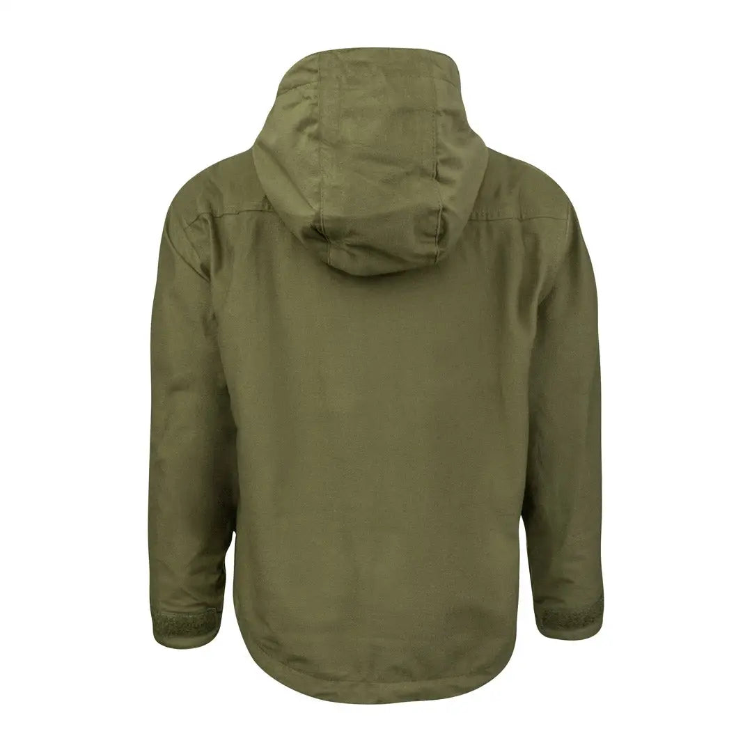 Olive green hooded jacket back view of Jack Pyke Junior Galbraith Smock