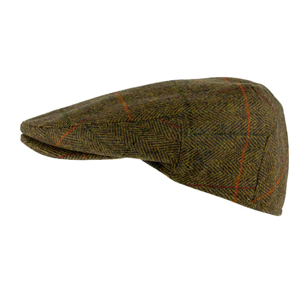 Jack Pyke Junior Wool Blend Tweed Flat Cap in green with orange and red stripes