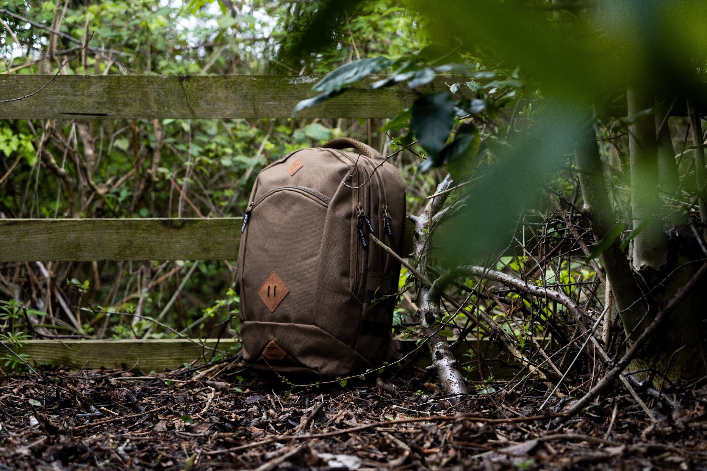 Brown Jack Pyke Kestrel Rucksack with a stylish diamond patch design