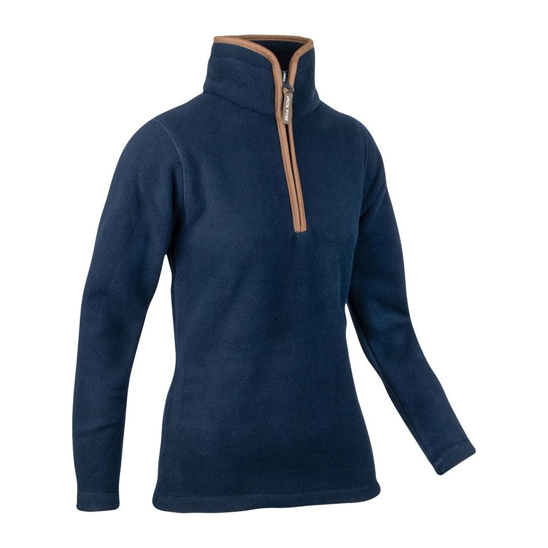 Navy blue fleece pullover with brown zipper from Jack Pyke Ladies Countryman collection