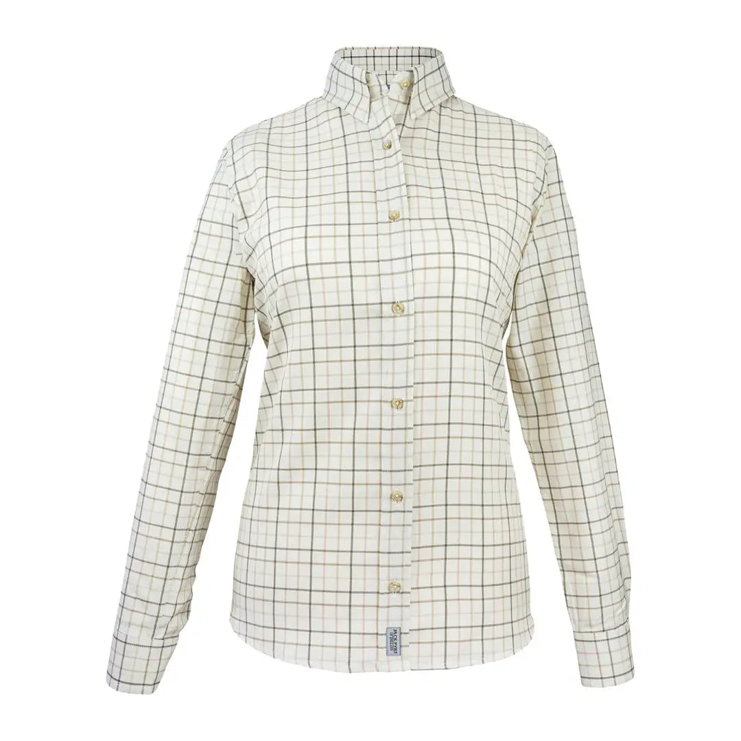 White button-up shirt with a brown checkered pattern from Jack Pyke Ladies Countryman